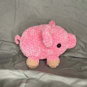 Handmade crocheted pig plushie